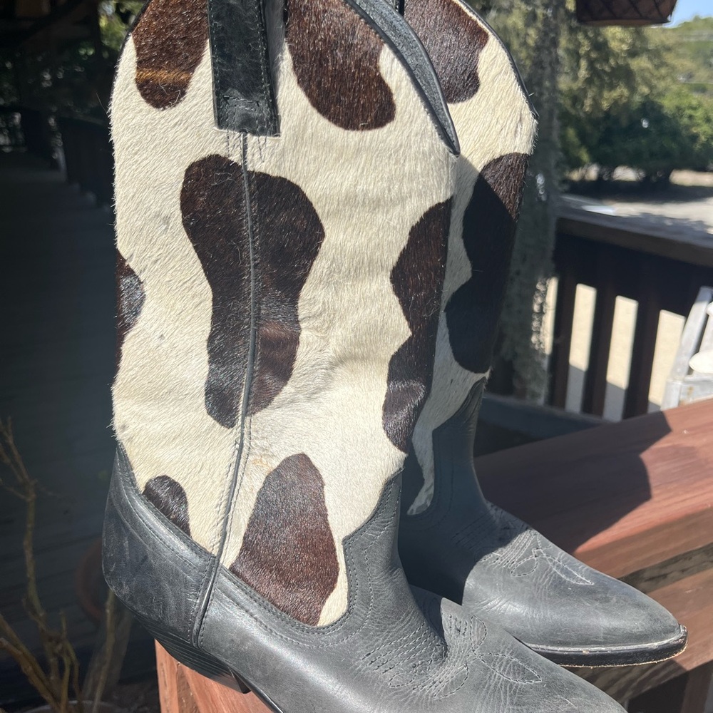 Cow Print Heeled Boots